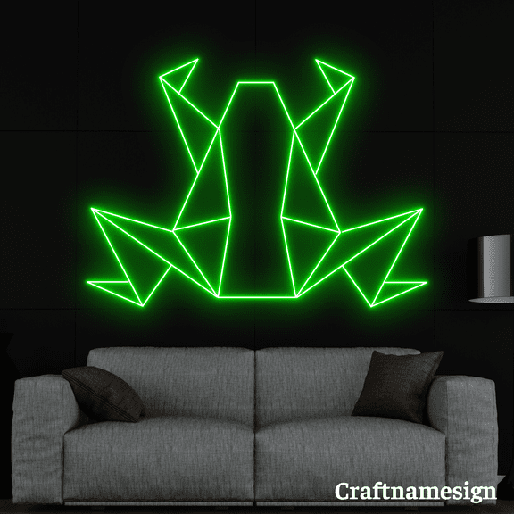 Craftnamesign Frog Geometric Neon Sign for Bedroom Kid Room Shop Wall Decor