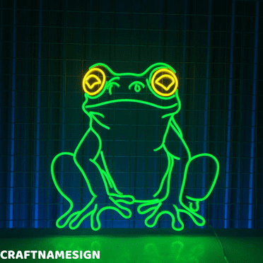 Craftnamesign Frog Neon Sign, Bar Pub Led Light Wall Art, Animal Wall Decor