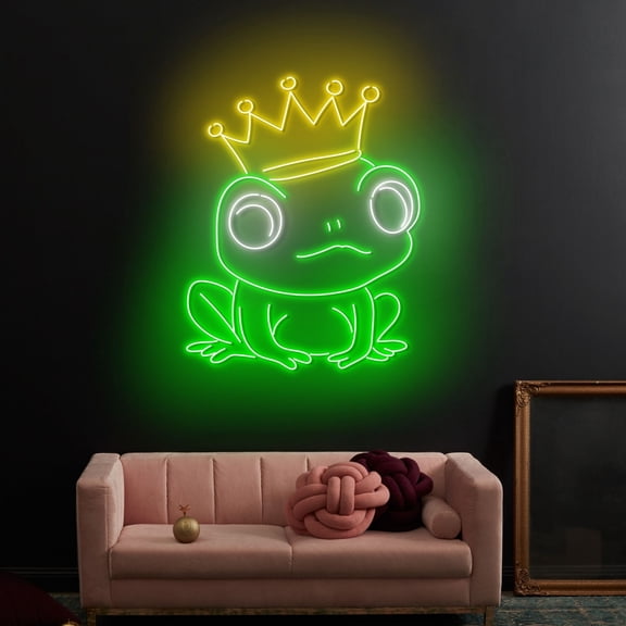 Craftnamesign Frog Prince Neon Art, Frog Prince Led Light For Wall Decor, Kids Room Led Sign