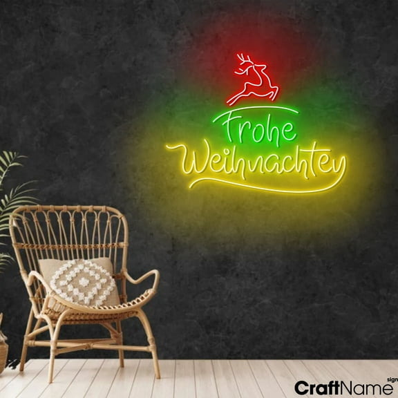 Craftnamesign Frohe Weihnachten Neon Sign, Christmas Light Sign For Store Wall Decor