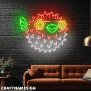Craftnamesign Fugu Fish Neon Light For Kids Room, Store Shop LED Wall Decor
