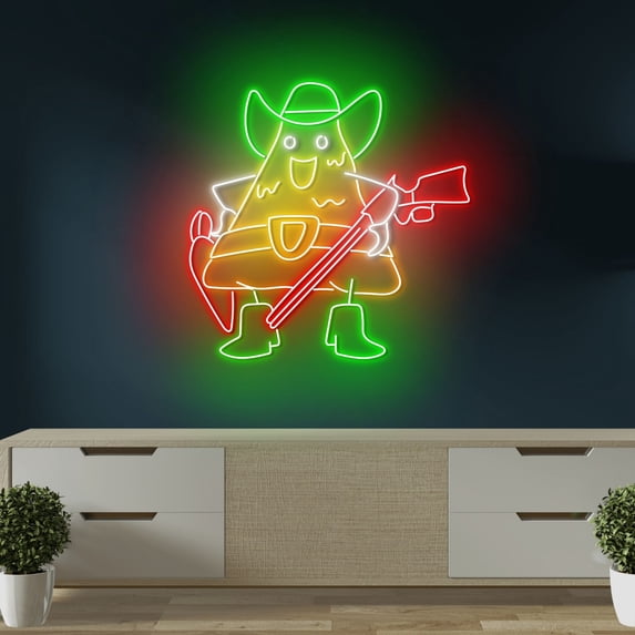 Craftnamesign Funny Cowboy Nacho LED Neon Light, Mexican Restaurant Wall Sign