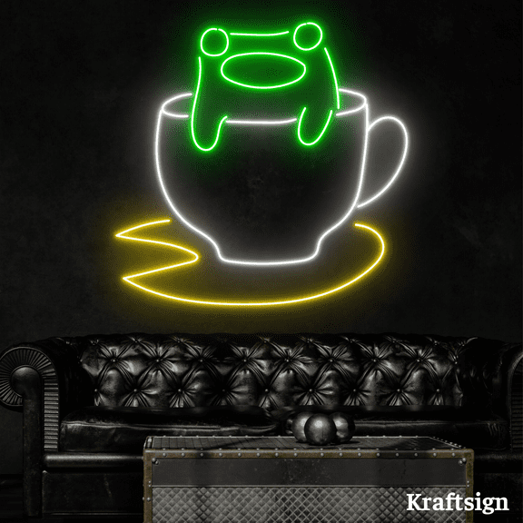 Craftnamesign Funny Frog In Glass Neon Sign, Frog LED Sign, Frog Wall Art