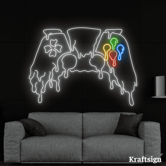 Craftnamesign Game Controller Neon Sign, Man Cave Decor, Game Club Signage