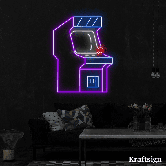 Craftnamesign Game Machine Neon Signs, Game Room Decor, Arcade LED Sign