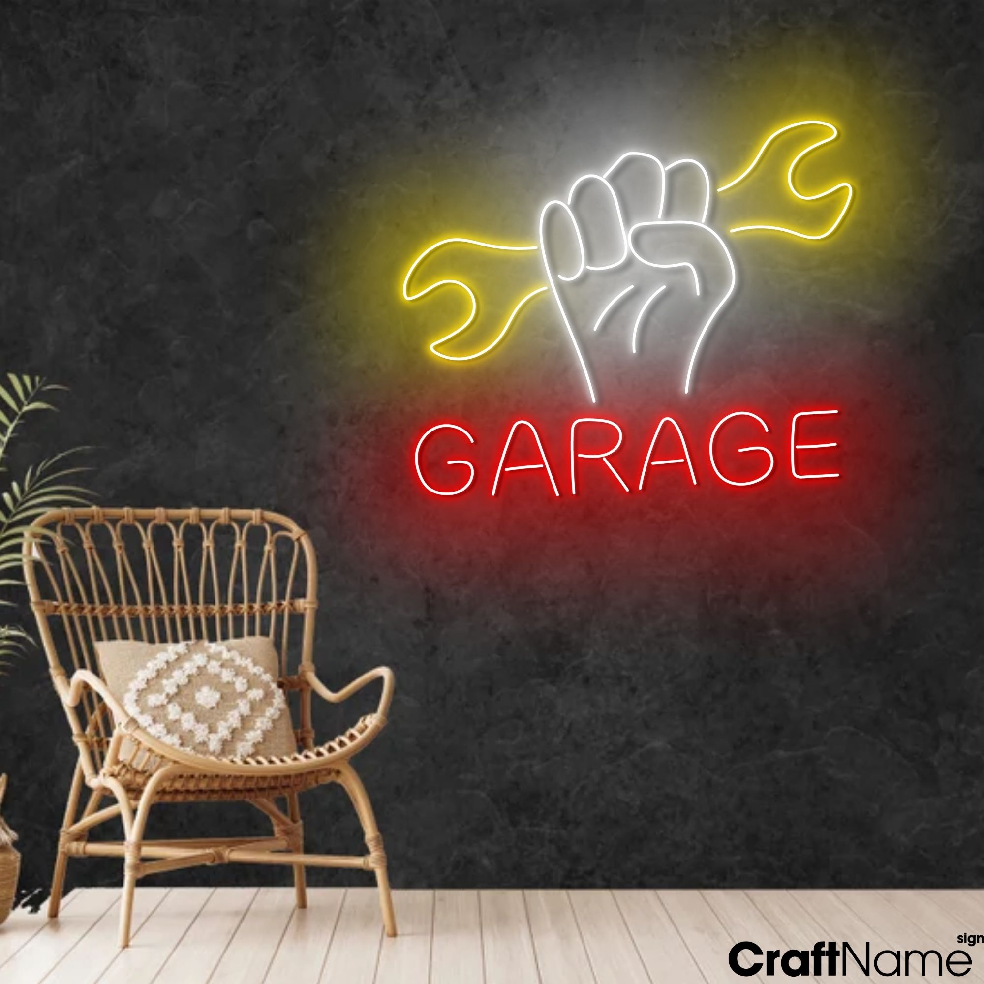 Craftnamesign Garage Neon Light Wall Art For Open Sign Garage Hanging ...