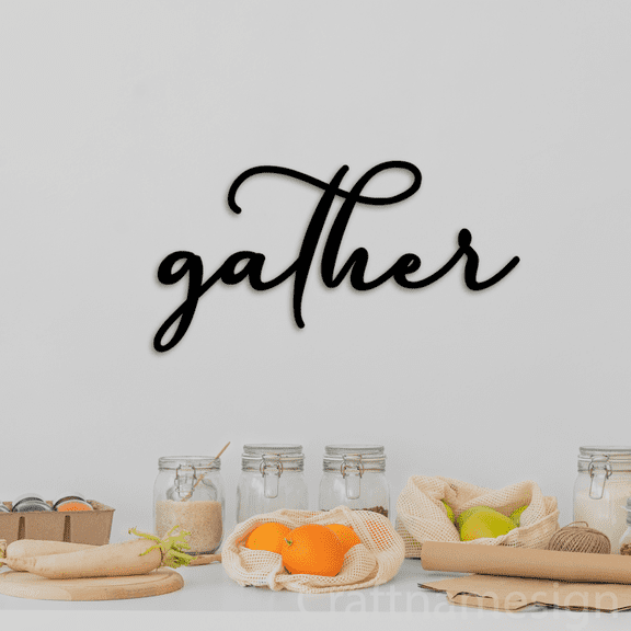 Craftnamesign Gather Metal Wall Art, Dining Room Kitchen Decor, Kitchen Wall Art