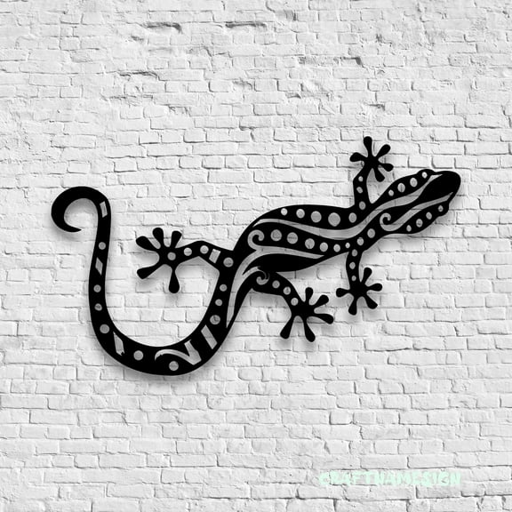 Craftnamesign Gecko Metal Wall Art LED Light, Ledge Lizard Sign, Gecko Wall Decor, Gecko Sign