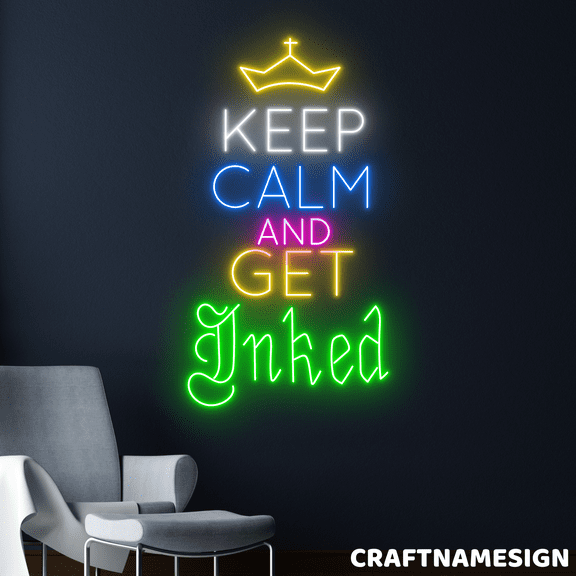 Craftnamesign Get Inked Neon Sign, Tattoo Studio Wall Art, Ink Tattoo Studio Wall Decor
