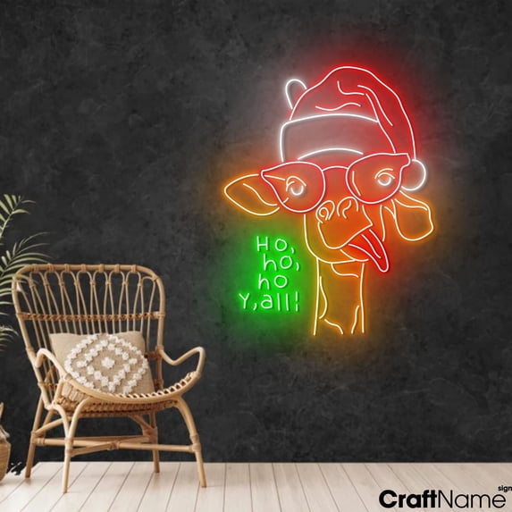 Craftnamesign Giraffe Neon Light Up Wall Art Sign For Shop Xmas Home Decor