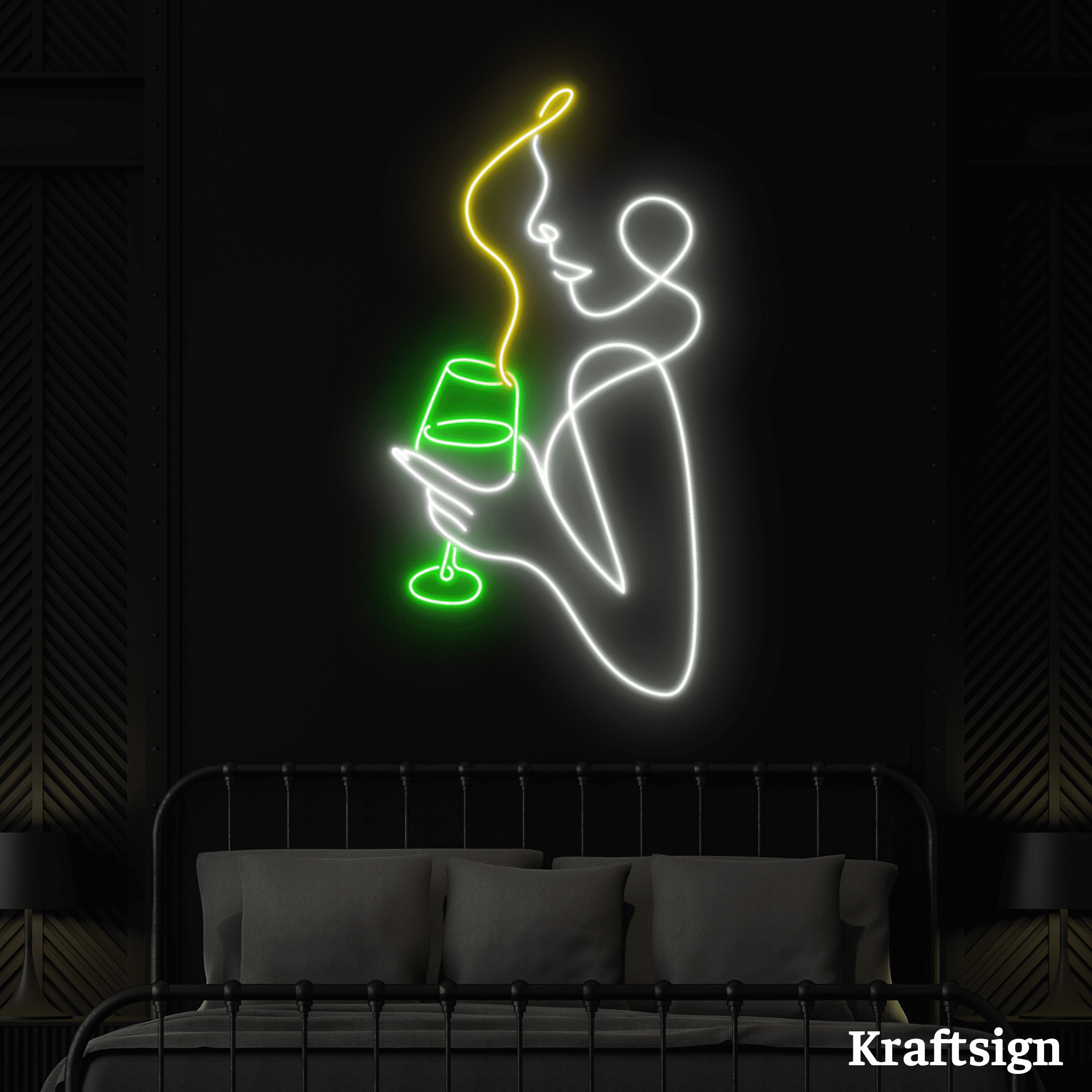 Craftnamesign Girl Line Art Neon Sign, Girl Room Decor, Bar Club Wall