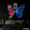 thumbnail image 1 of Craftnamesign Girl Wings Flora Neon Sign, Girl Room Decor, Room Wall Art, 1 of 4