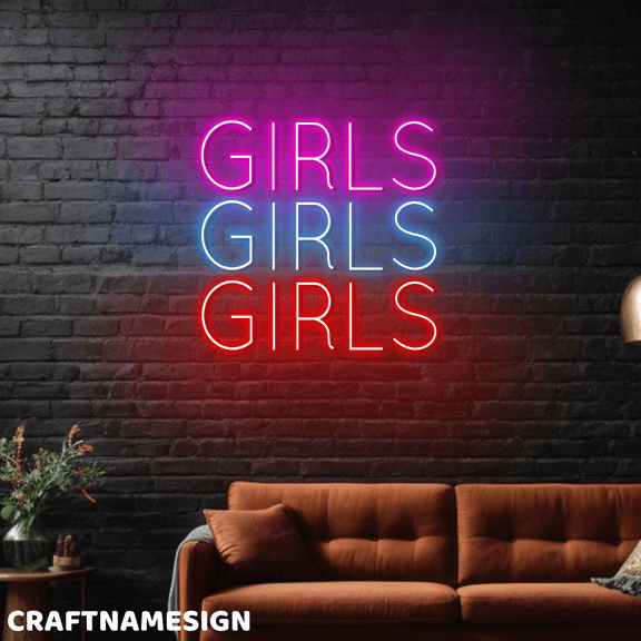 Craftnamesign Girls Neon Sign, Bedroom Wall Sign, Wall Decor For Dorm