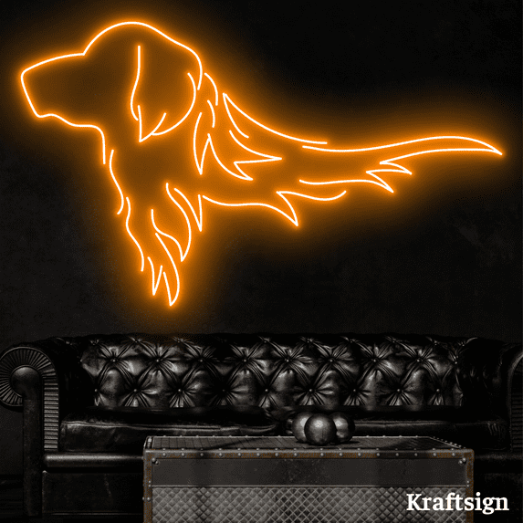 Craftnamesign Golden Retriever Neon Sign, Dog LED Decor, Dog Wall Art