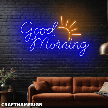 Craftnamesign Good Morning Neon Light Wall Art, Store Shop LED Wall Decor