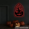 thumbnail image 1 of Craftnamesign Halloween Spooky Pumpkin Metal Wall Art Led Light, Halloween Sign, Halloween Gifts, 1 of 5