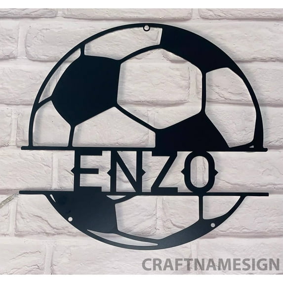 Craftnamesign Custom Soccer Ball Metal Wall Art LED Light, Football Ball Name Sign, Soccer Sign