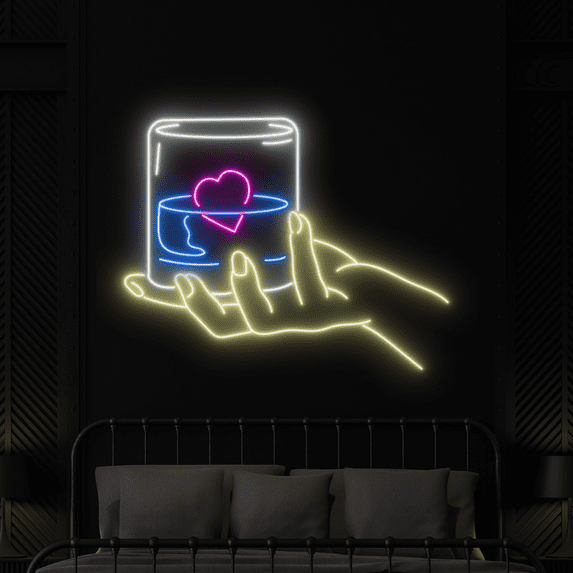 Craftnamesign Hand Hold Cocktail Neon Sign, Cocktail LED Sign, Bar Decor