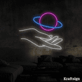 thumbnail image 1 of Craftnamesign Hand Planet Neon Sign, Spaceman Decor, Planet Lover Gifts, 1 of 4