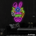 thumbnail image 1 of Craftnamesign Happy Easter Neon Sign, Easter Day Decor, Rabbit LED Signs, 1 of 4