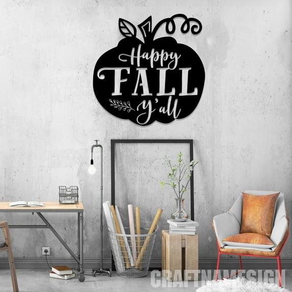 Craftnamesign Happy Fall Y'All Metal Sign, Fall Vibes, Thanksgiving Metal Sign, Thanksgiving Gift