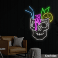 thumbnail image 1 of Craftnamesign Head Skull Cocktail Neon Sign, Bar Club Decor, Cocktail Sign, 1 of 4