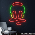 thumbnail image 1 of Craftnamesign Headphone Line Art Neon Sign, Minimalist Wall Decor, Music Room Wall Art, 1 of 4