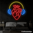 thumbnail image 1 of Craftnamesign Headphone With Heart Neon Sign Bedroom Headphone Shop Bar Wall Art, 1 of 5