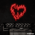 thumbnail image 1 of Craftnamesign Heart Fire Neon Sign, Bedroom Decor, Heart Fire LED Sign, 1 of 4