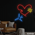 thumbnail image 1 of Craftnamesign Heart Plane Neon LED Sign, Bedroom Decor, Travel Lover Gifts, 1 of 4