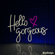 Craftnamesign Hello Gorgeous Neon LED Light Signs 20" x 14" For Bedroom Party Decor