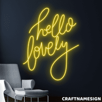 Craftnamesign Hello Lovely Neon Sign, Bedroom Wall Art, Beauty Salon Wall Decor