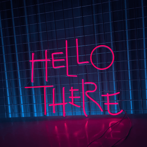 Craftnamesign Hello There Hell Here Neon Sign LED Light 20" x 16" for Bedroom Birthday Party Decor