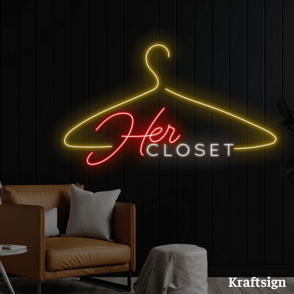 Craftnamesign Her Closet Neon Sign, Clothing Store Decor, Girl Room Decor