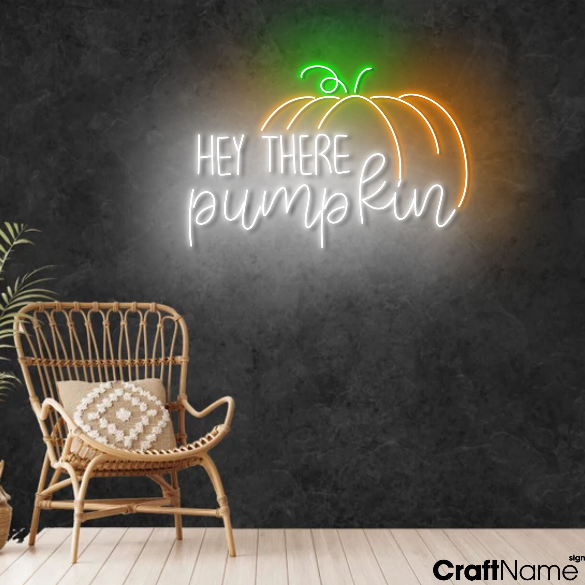 Craftnamesign Hey There Pumpkin Neon LED Sign Wall Art For Fall ...