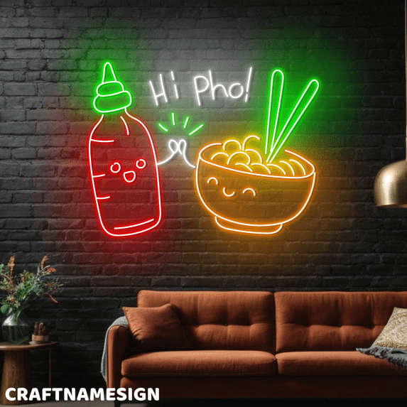Craftnamesign Hi Pho Neon Light For Vietnamese Store Restaurant Wall Decor