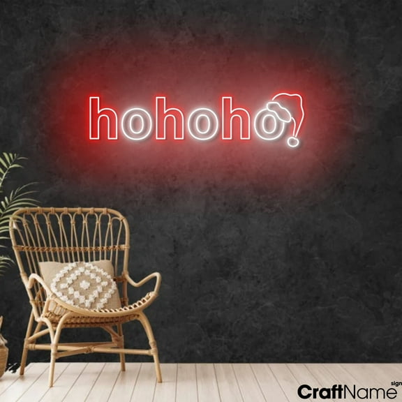 Craftnamesign Hohoho Neon Light Up Sign Wall Sign For Store Xmas Christmas Home Decor