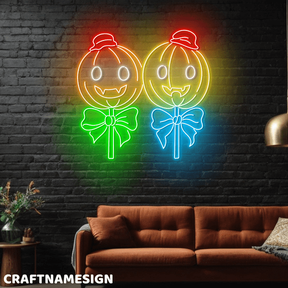 Craftnamesign Horror Candy Neon Light Wall Art, Candy Shop Halloween Wall Decor