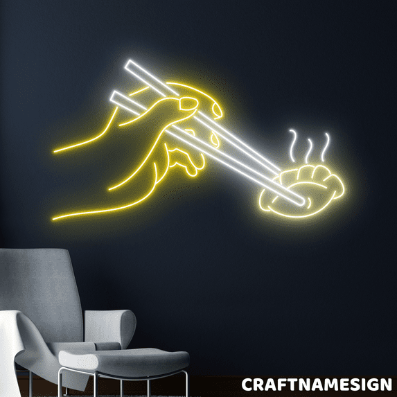 Craftnamesign Hot Dimsum Led Sign, Dimsum Restaurant Wall Decor, Chinese Food Wall Art