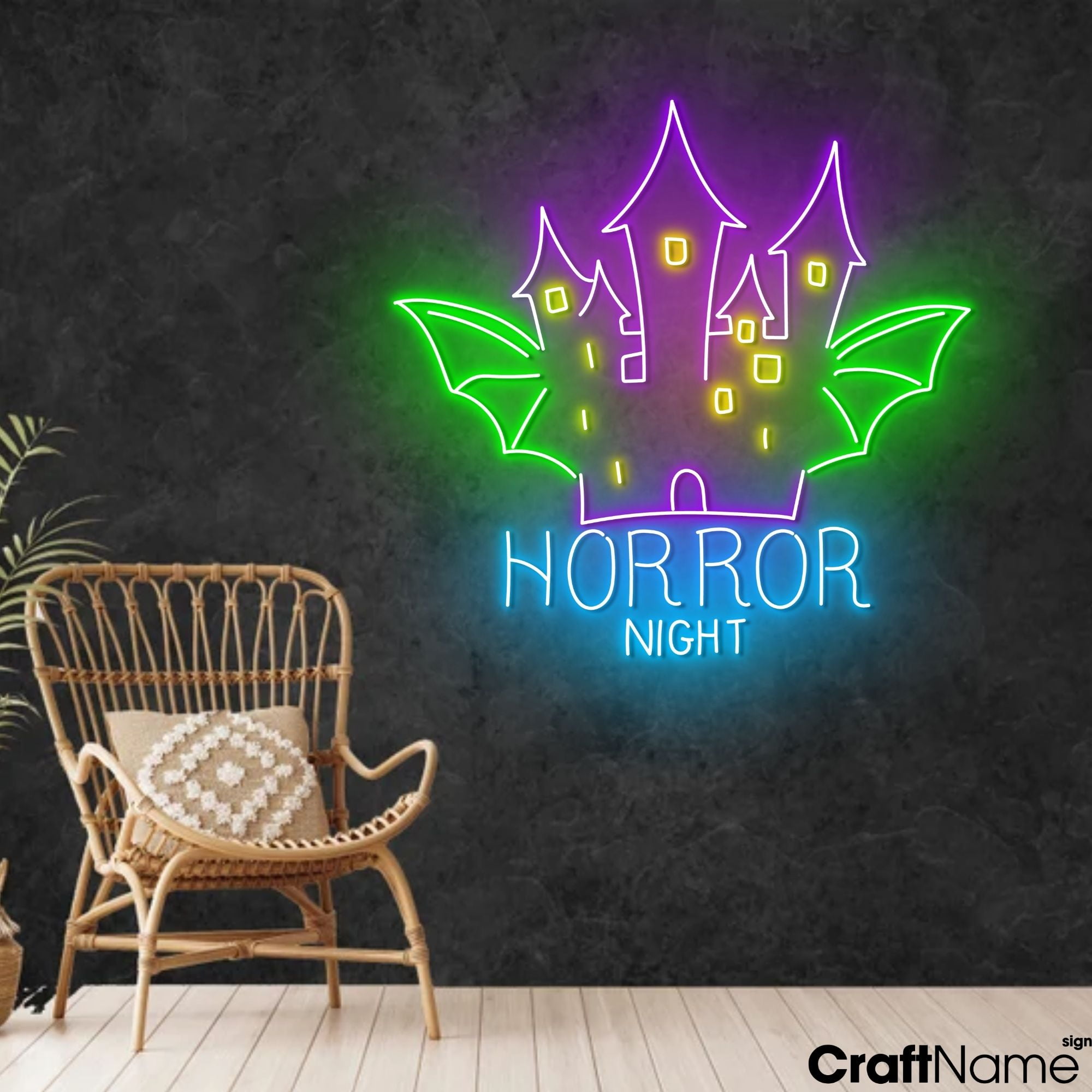 Craftnamesign House Horror Night Neon Light Sign For Halloween Wall ...