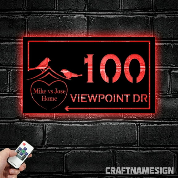 Craftnamesign House Number Metal Sign LED Light, Address Led Light, Custom Address Stainless Porch
