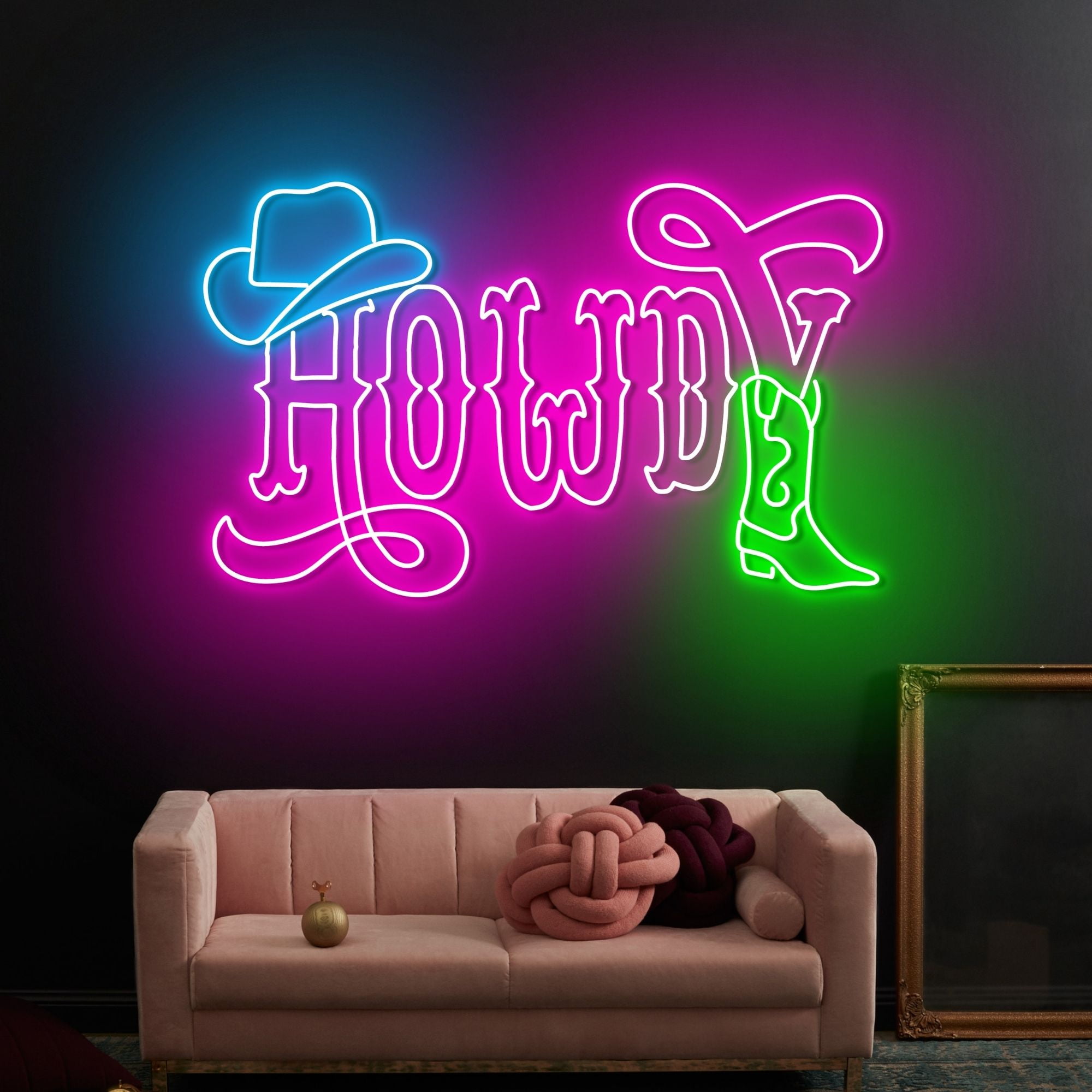 Craftnamesign Howdy Neon Sign, Cowboy Boots Led Light Decor, Cowboy Bar ...