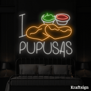 Craftnamesign I Love Pupusas Neon Sign, Restaurant Decor, Food LED Signs