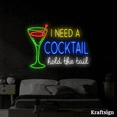 thumbnail image 1 of Craftnamesign I Need A Cocktail Hold The Tail Neon sign, Bar LED Signs, 1 of 4