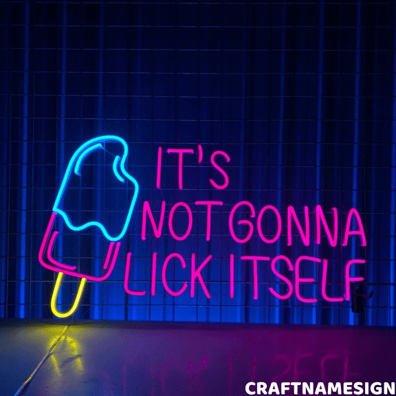 Craftnamesign Ice Cream Neon Sign, Ice Pop Wall Decor, Dessert Wall Art