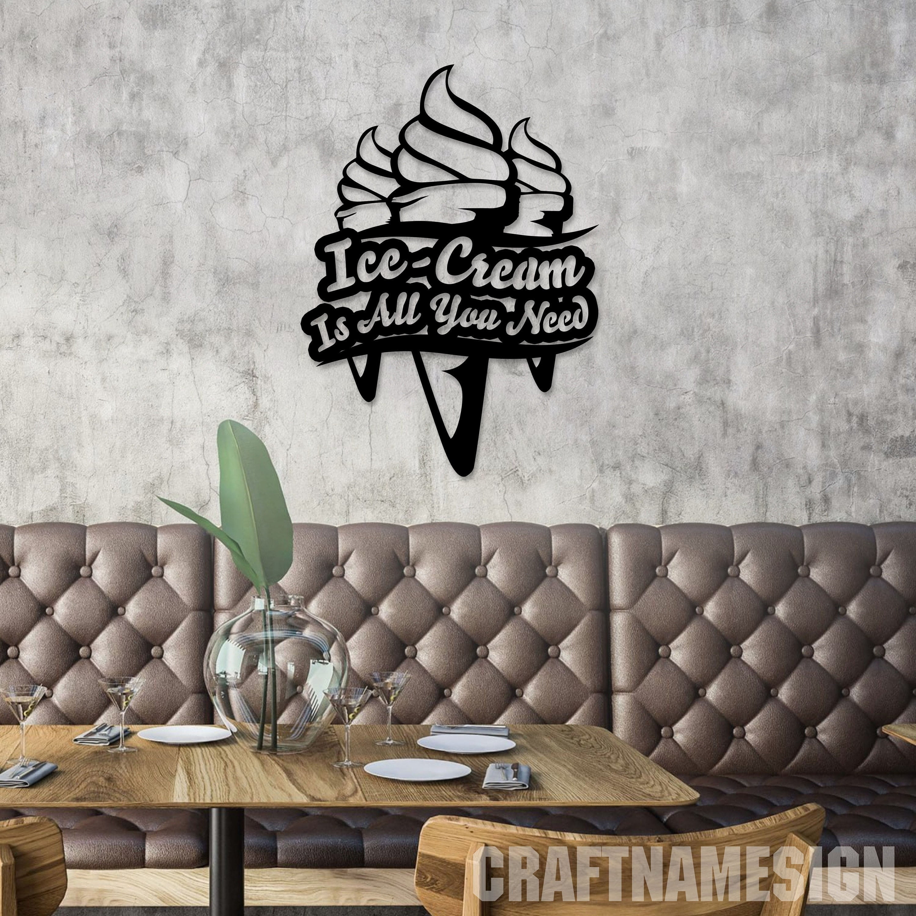 「 Ice Cream」版画 サイン入り 額装 モダンアート #484 Craftnamesign Ice Cream Shop Metal Wall Art, Ice Cream Lovers Home