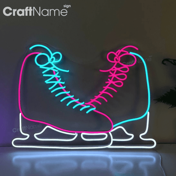 Craftnamesign Ice Skating Neon Light for Skating Club Wall Art, Ice Skates Shop Wall Decor