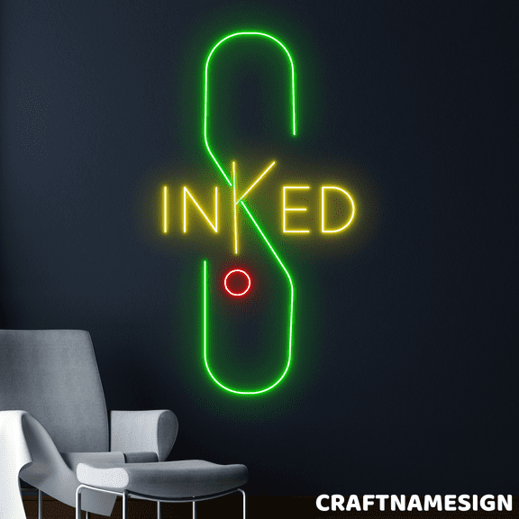 Craftnamesign Inked Infinity Led Sign, Tattoo Studio Wall Art, Ink Tattoo Studio Decor