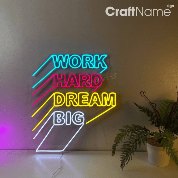 Craftnamesign Inspirational Quote Led Light for Office Decor, Motivational Quote Neon Sign
