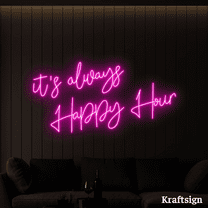 Craftnamesign It's Along Happy Hour Neon Sign,Bar Club Decor,Shop Wall Art